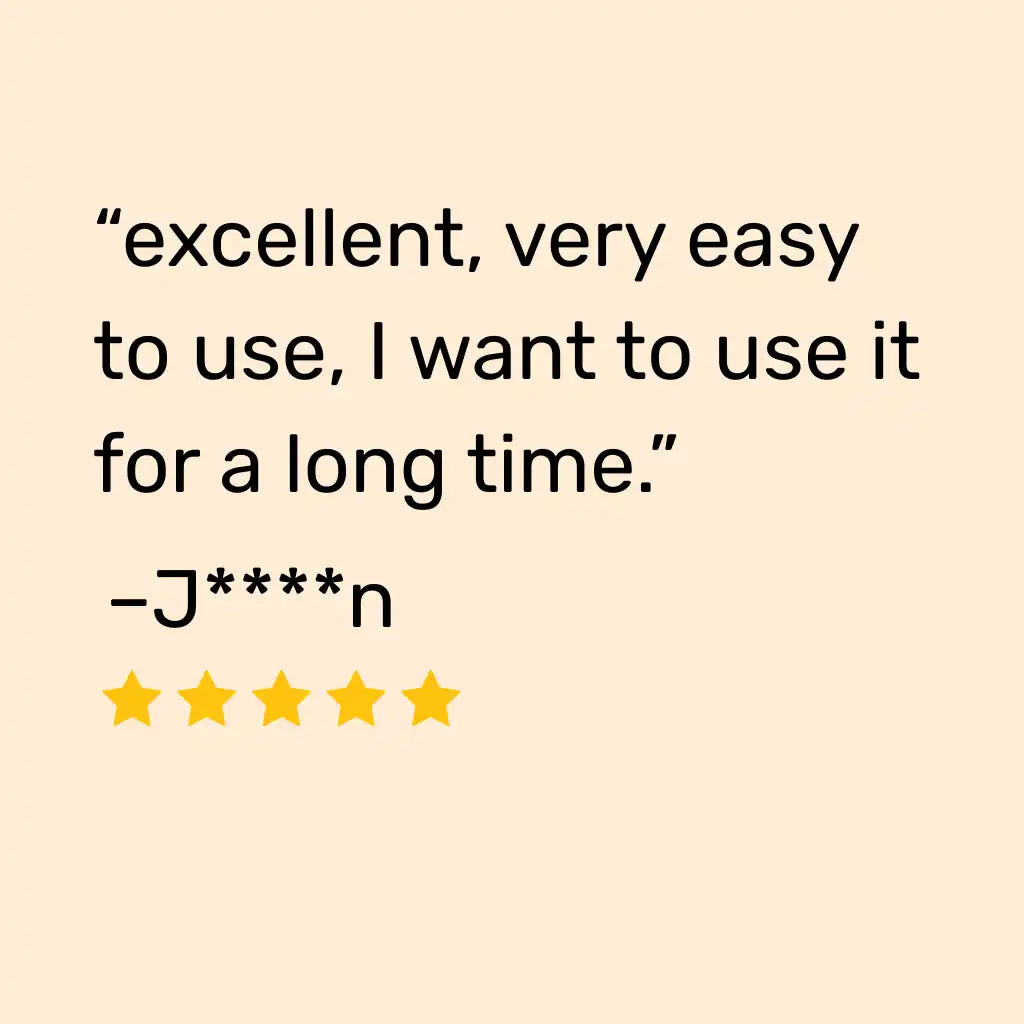 5-star customer review saying it’s excellent and very easy to use.