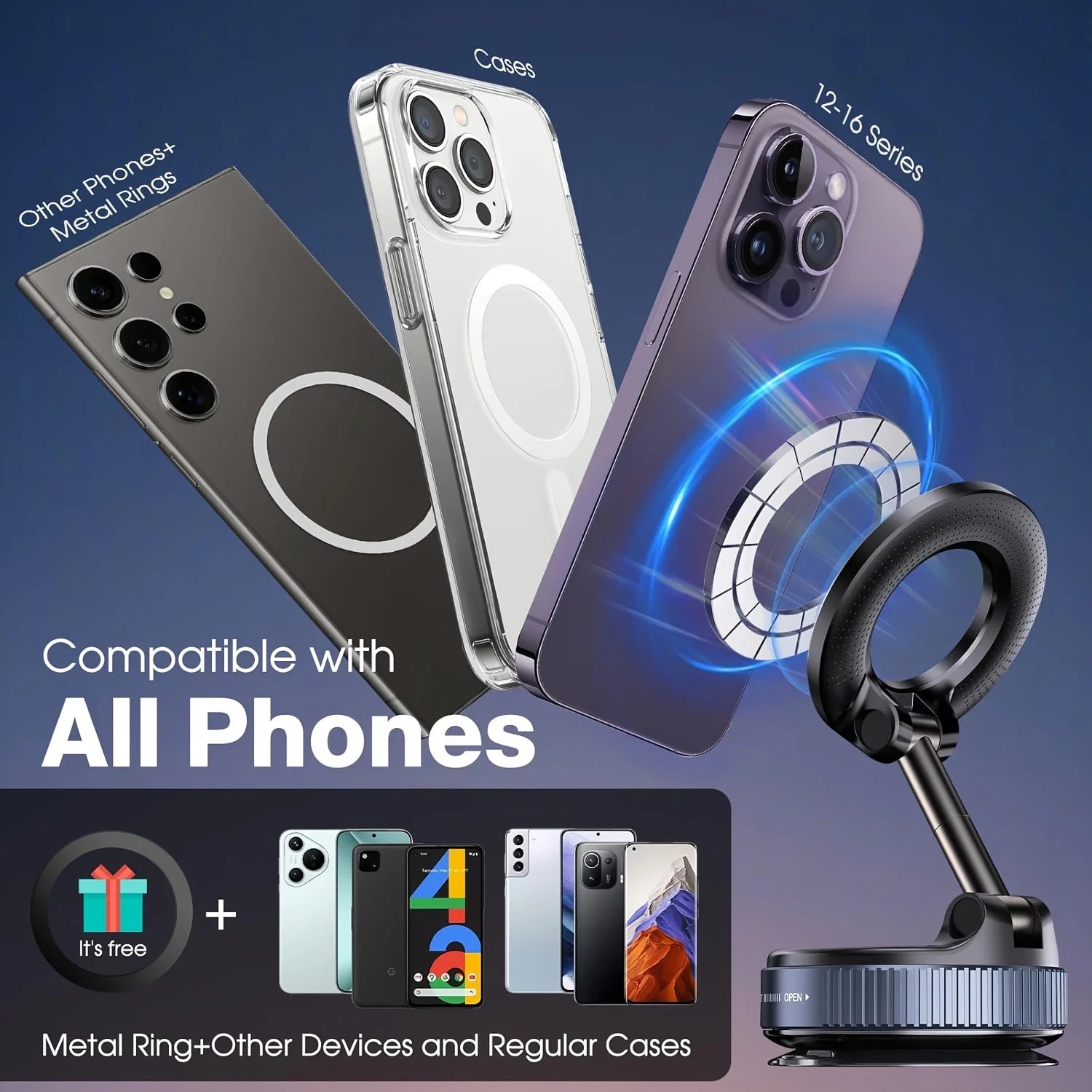 Vacuum Suction Magnetic Phone Mount