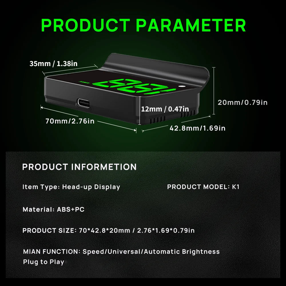 Universal GPS HUD Speedometer with Auto Brightness