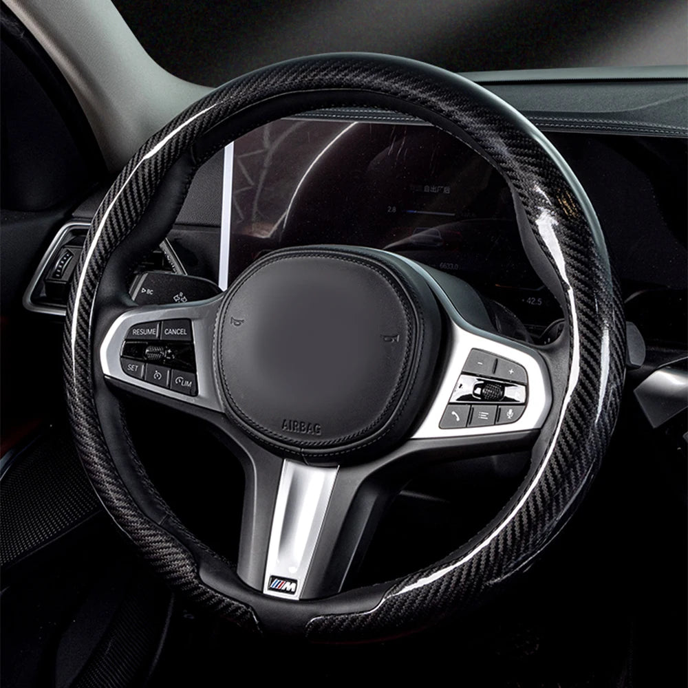Premium Universal Carbon Fiber Steering Wheel Cover