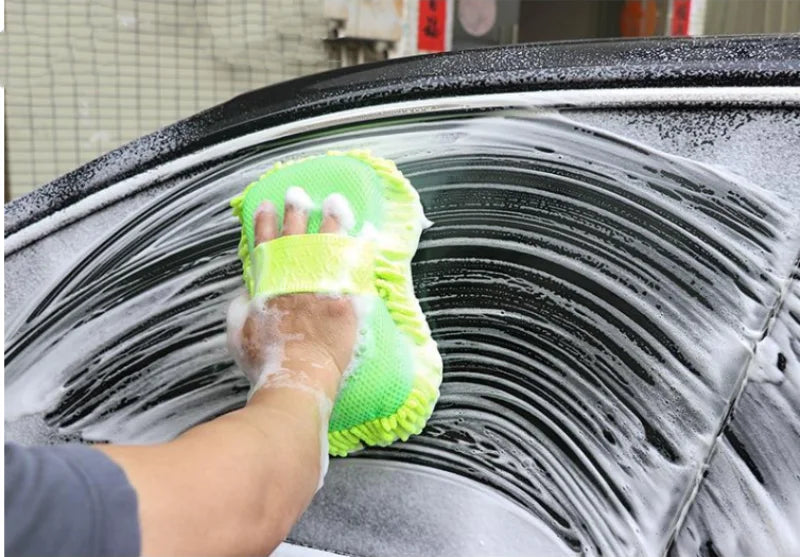 Scratch-Free Microfiber Car Wash Sponge Mitt with Hand Strap
