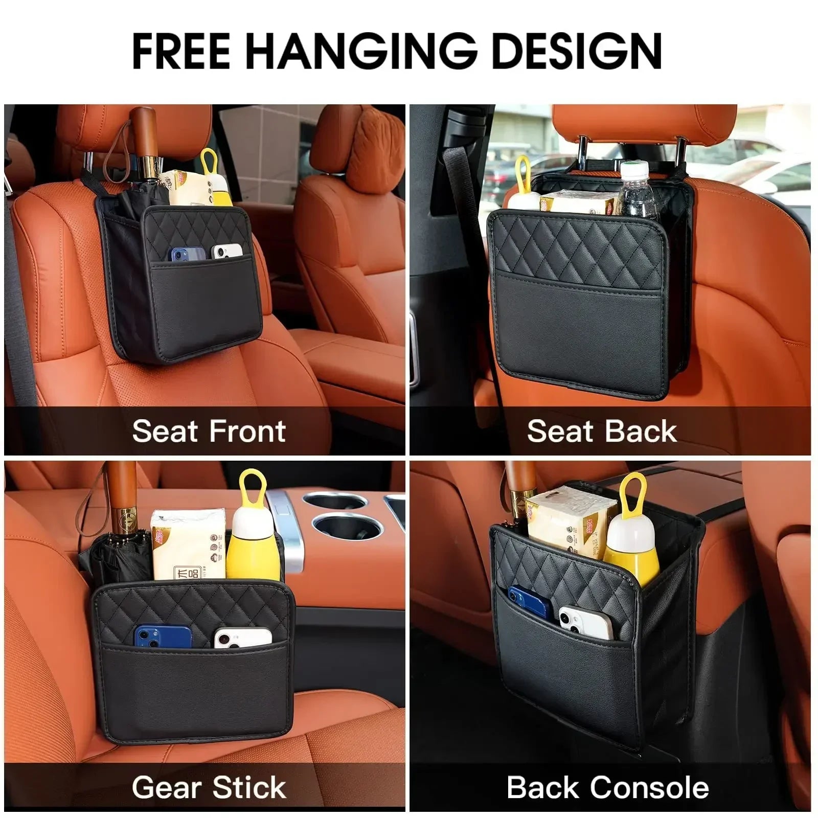 Leather Hanging Headrest Car Seat Organizer