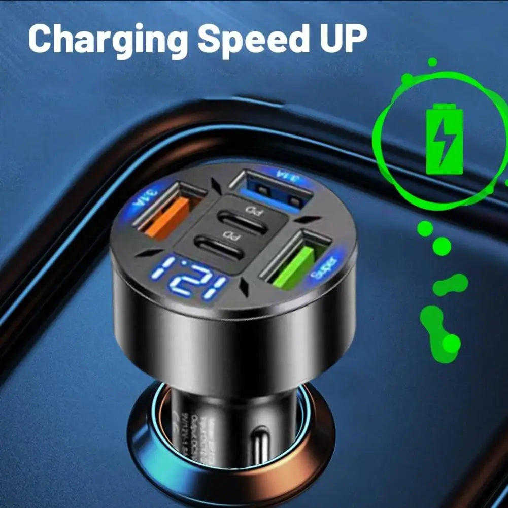 250W 5-Port Fast Car Charger for Phones & Devices
