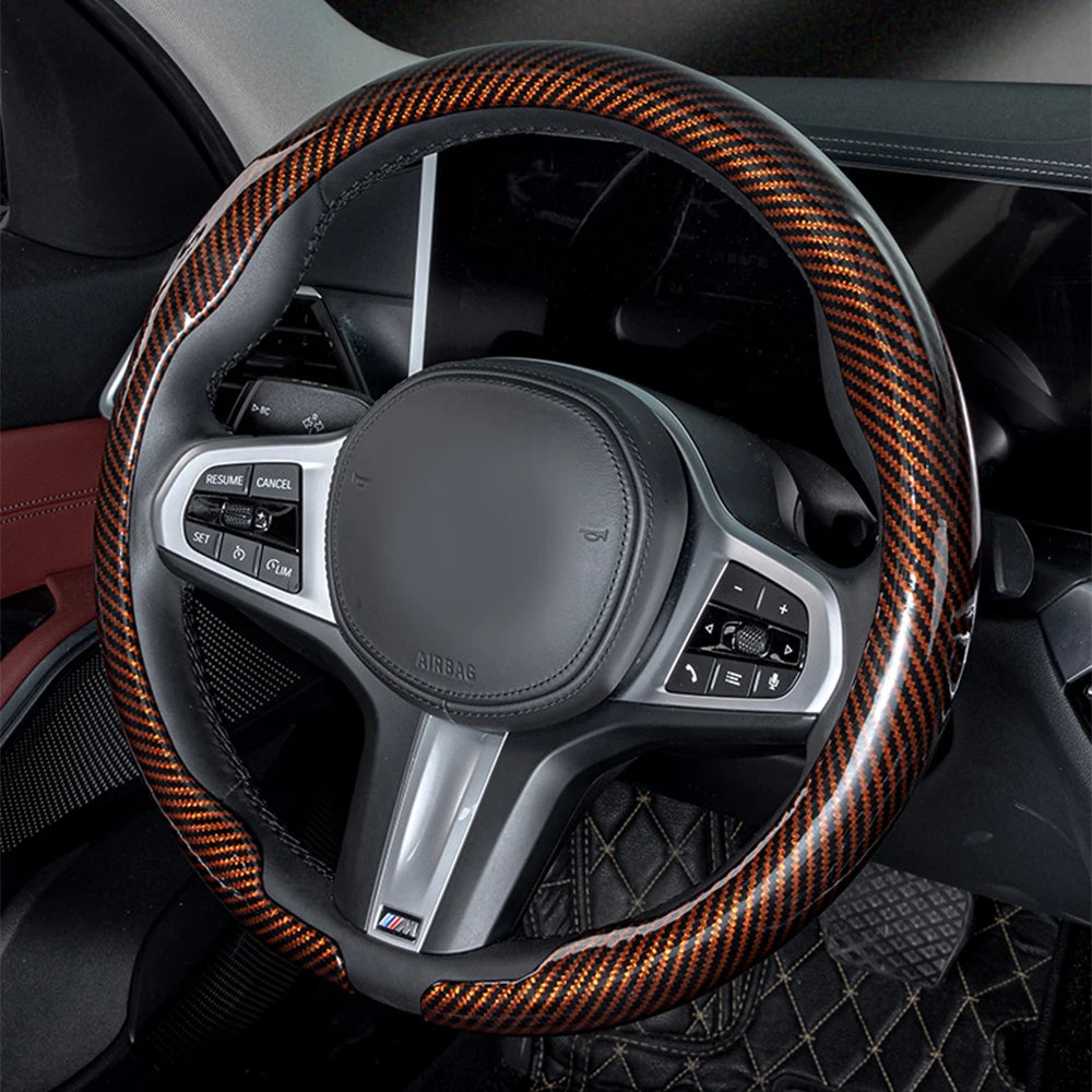 Premium Universal Carbon Fiber Steering Wheel Cover