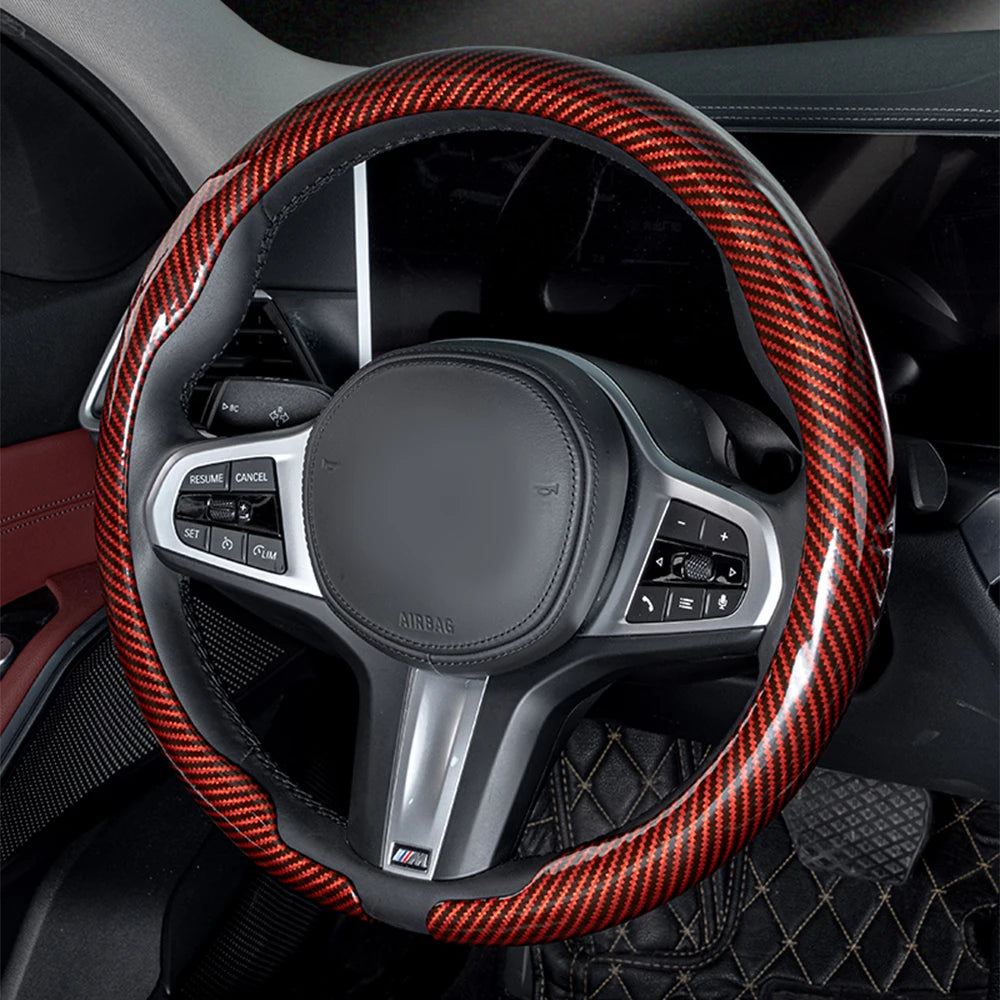 Premium Universal Carbon Fiber Steering Wheel Cover