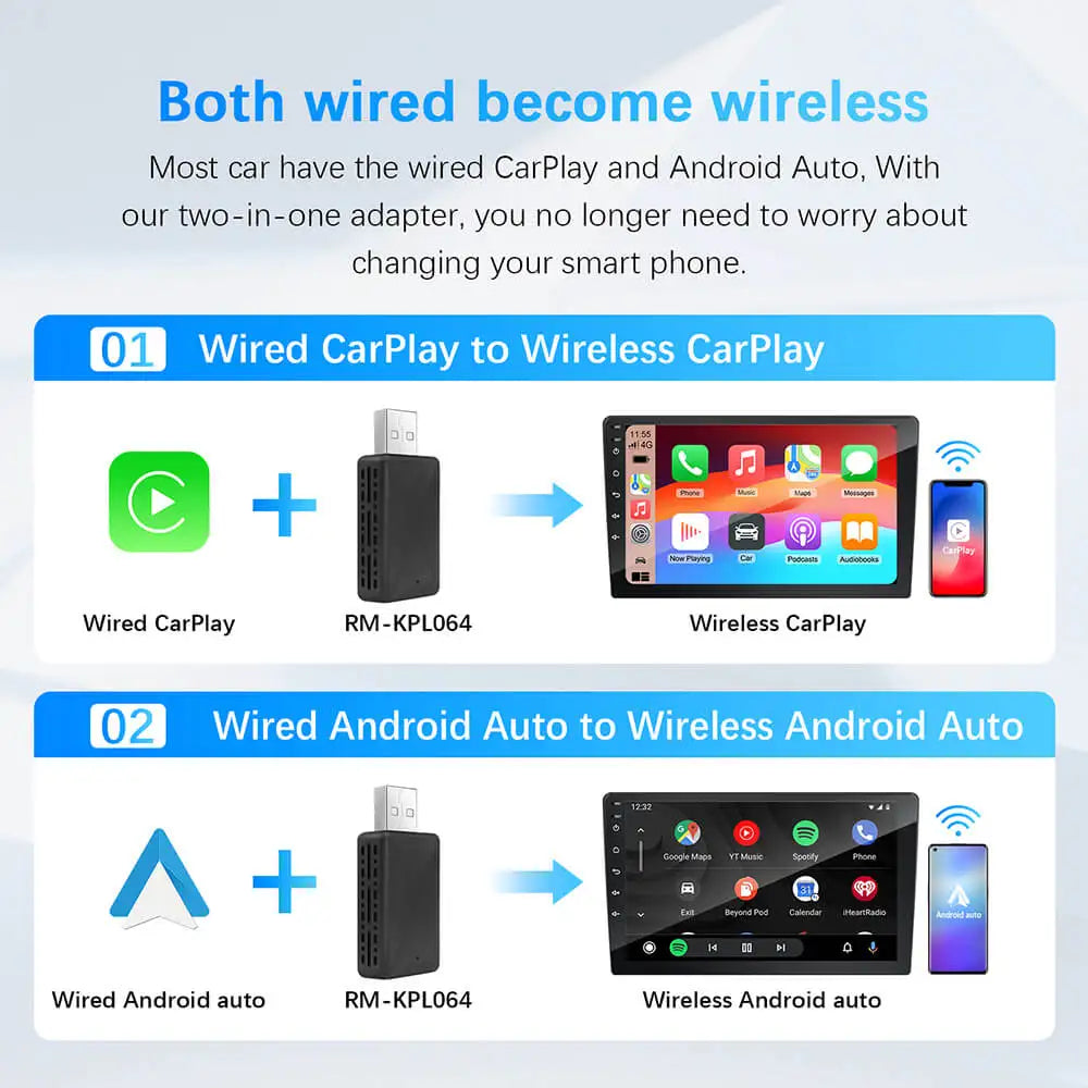 2-in-1 Wireless CarPlay & Android Auto Adapter