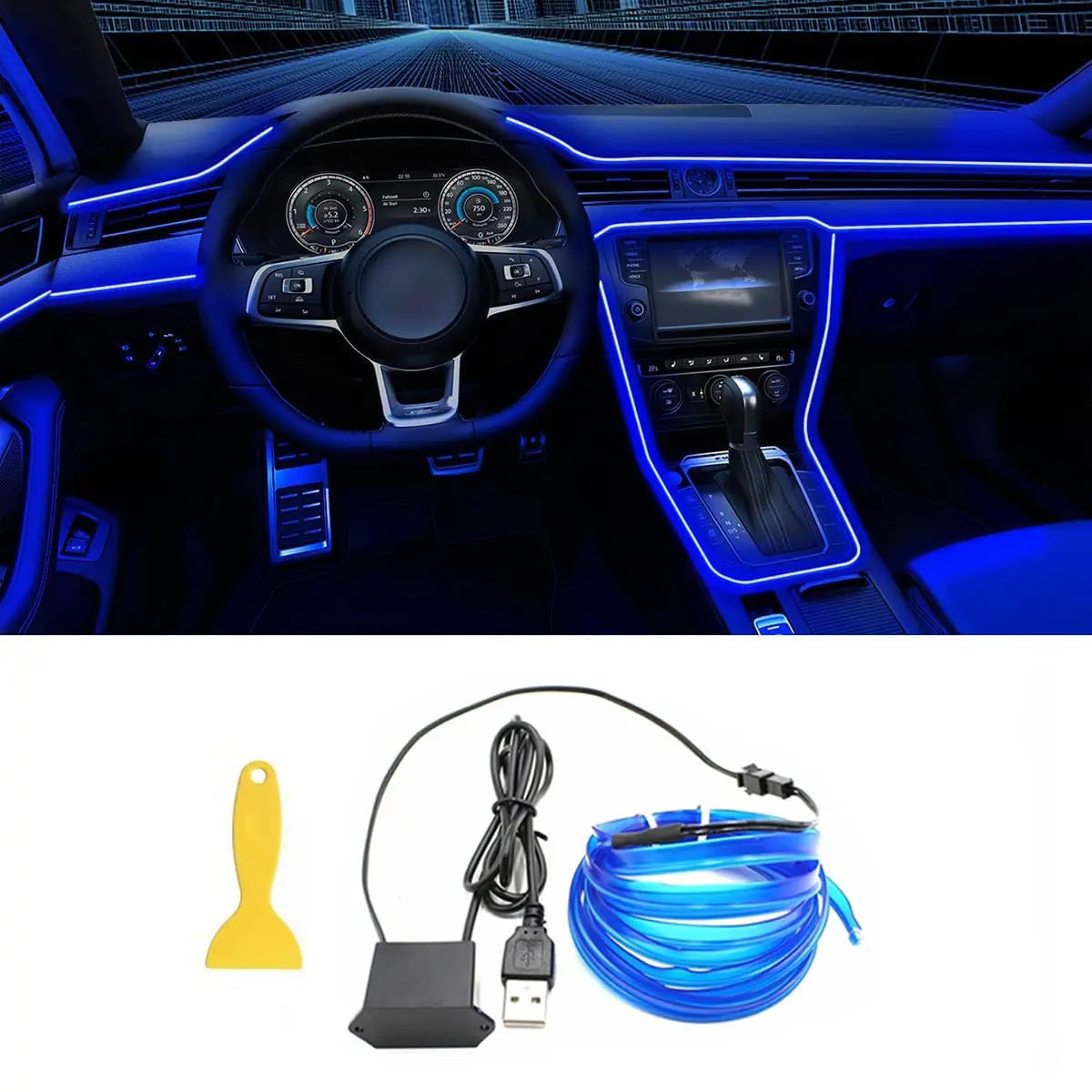 5M USB Neon Strip Light for Car Interior Ambience