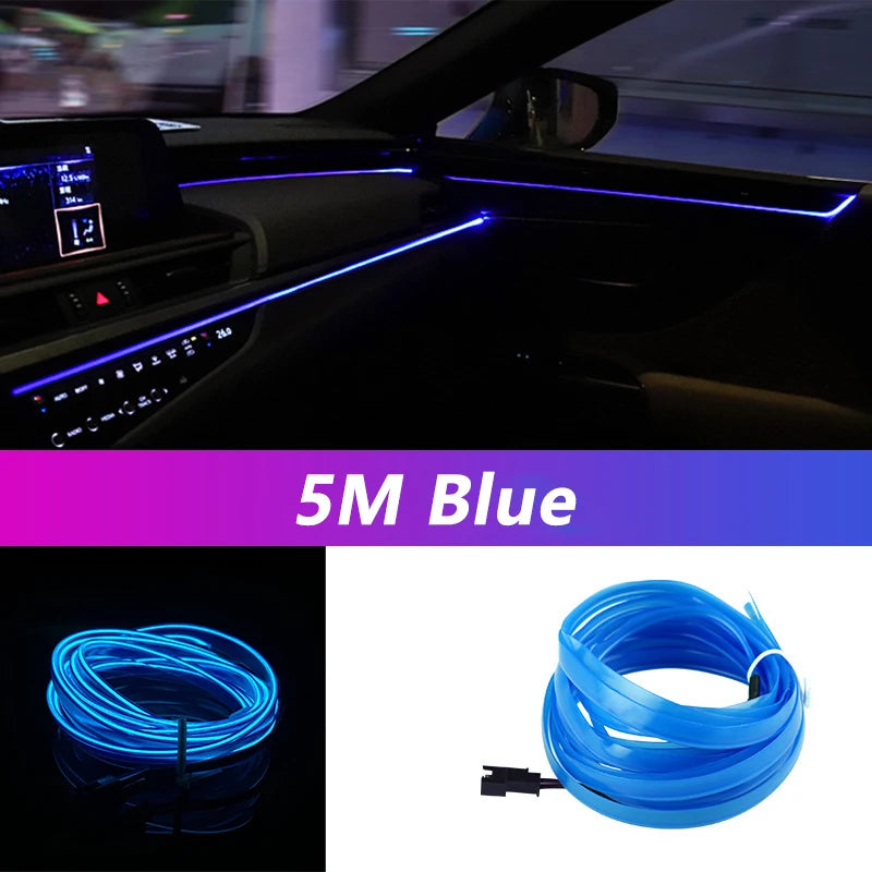 5M USB Neon Strip Light for Car Interior Ambience