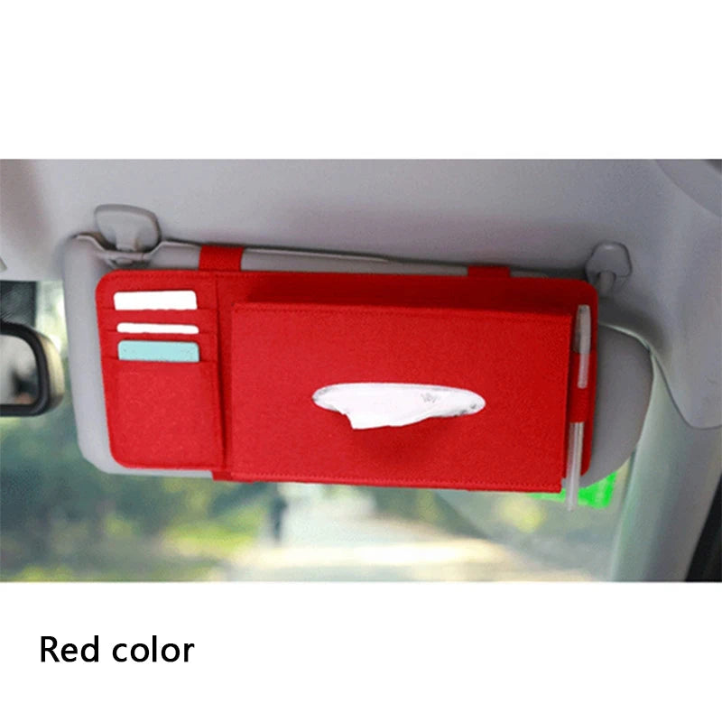 Car Visor Tissue Holder with Card and Pen Slots