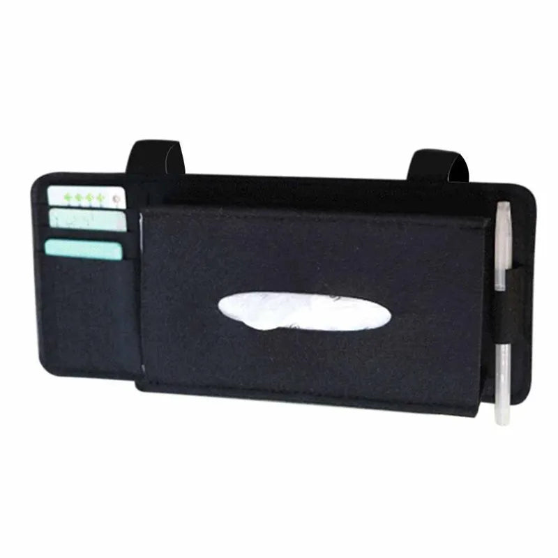 Car Visor Tissue Holder with Card and Pen Slots