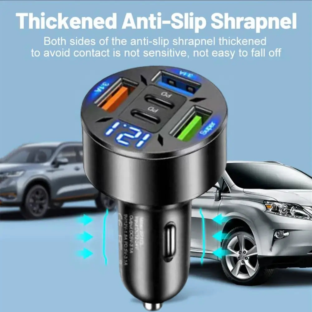 250W 5-Port Fast Car Charger for Phones & Devices