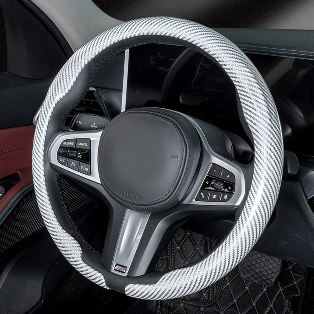Premium Universal Carbon Fiber Steering Wheel Cover