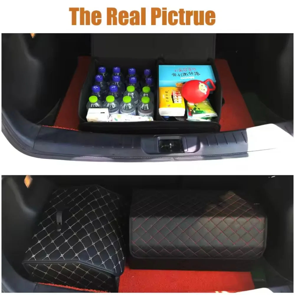 Foldable Leather Trunk Organizer Box – Extra Storage