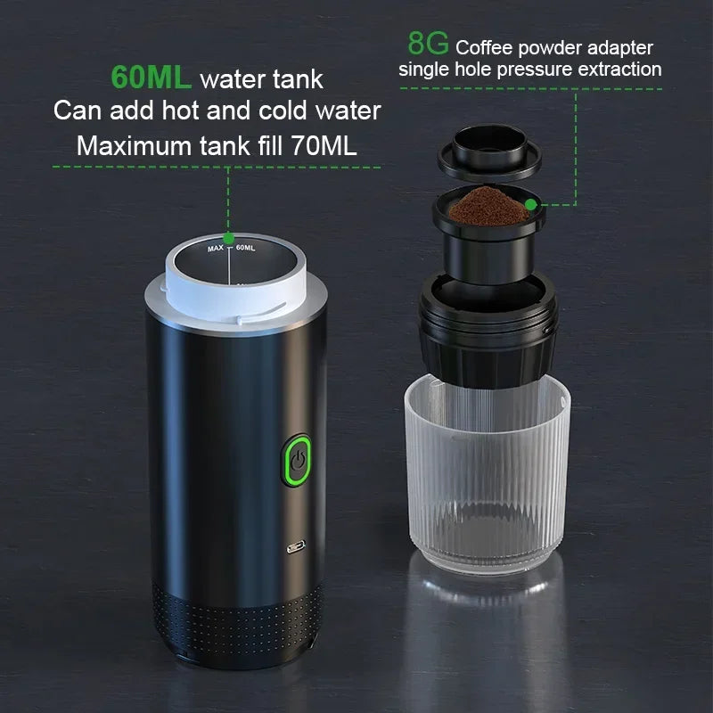 Portable 3-in-1 Espresso Maker for Car Camping Travel