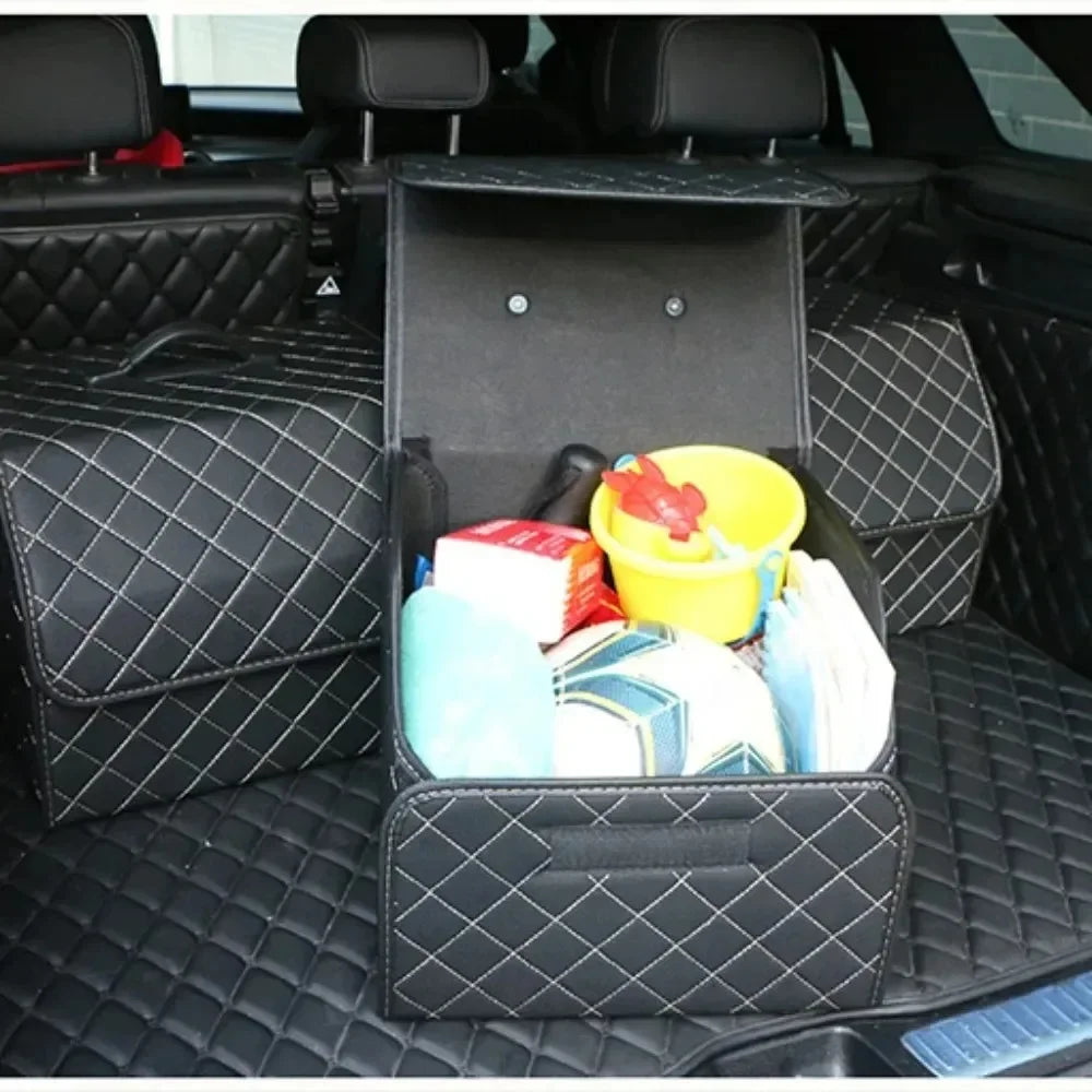 Foldable Leather Trunk Organizer Box – Extra Storage