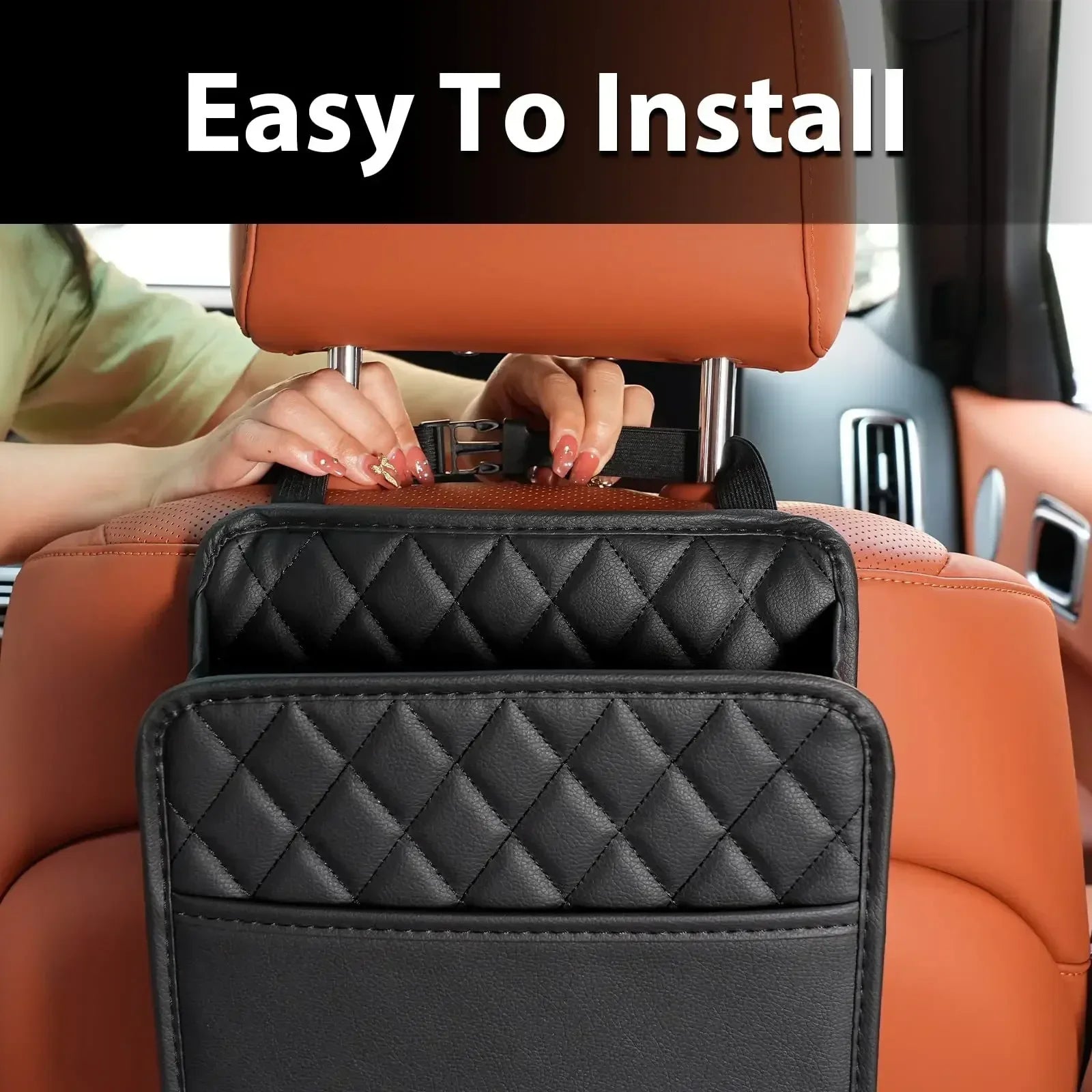 Leather Hanging Headrest Car Seat Organizer