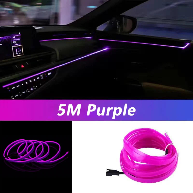5M USB Neon Strip Light for Car Interior Ambience