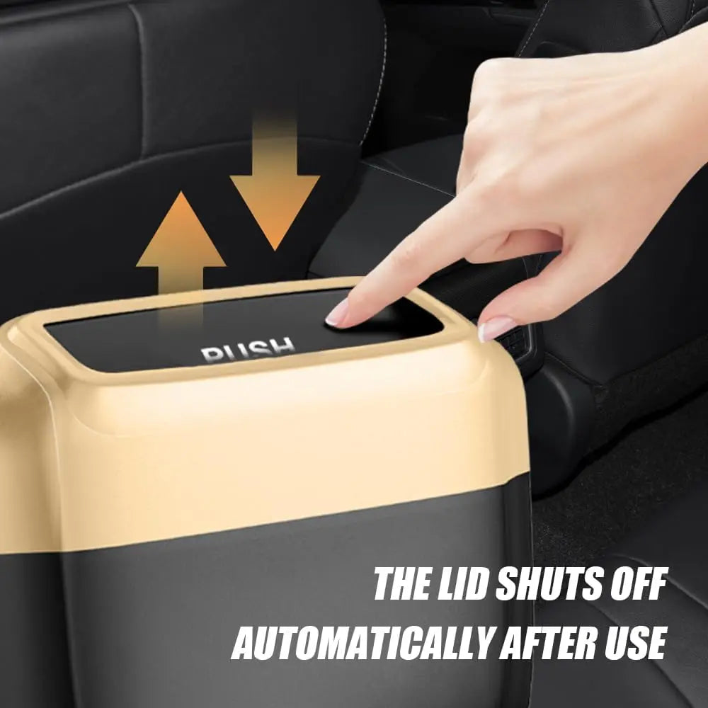 Mini Car Trash Can with Press-Open Lid