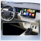 Car interior with touchscreen display and USB adapter